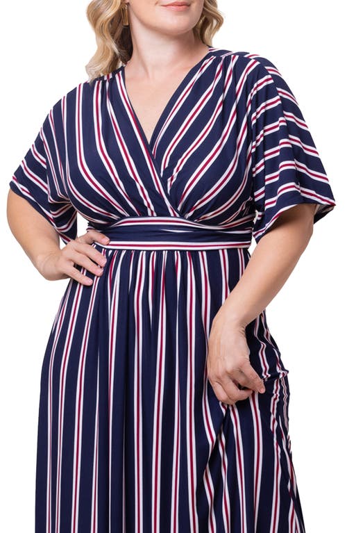 Kiyonna Vienna Maxi Dress In Nautical Navy Stripes