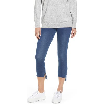Lysse Stagger High Waist Raw Step Hem Denim Leggings, Blue
