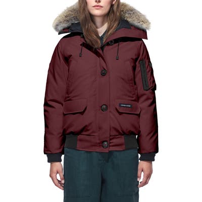 Canada Goose Chilliwack Hooded Down Bomber Jacket With Genuine Coyote Fur Trim, (0) - Purple