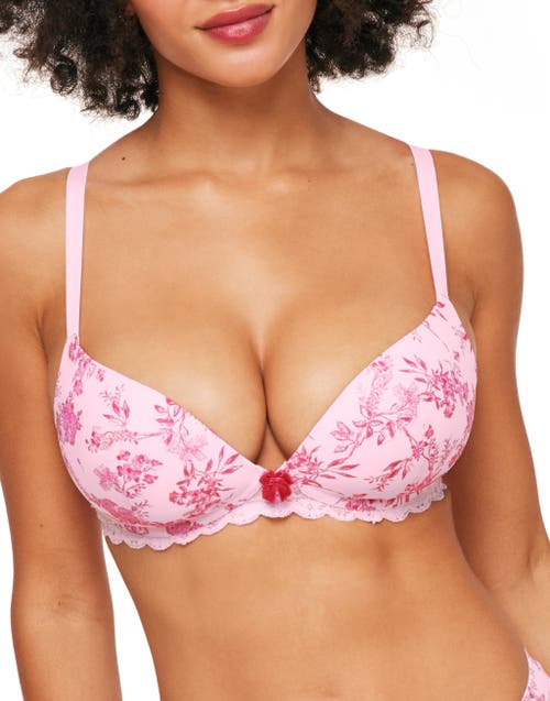 Shop Adore Me Shea Push Up Plunge Bra In Floral Pink