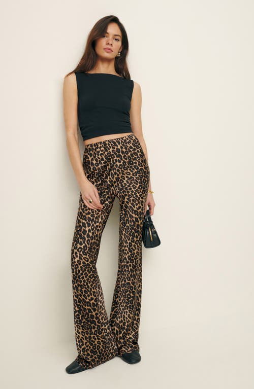 Shop Reformation Gale High Waist Satin Pants In Leo