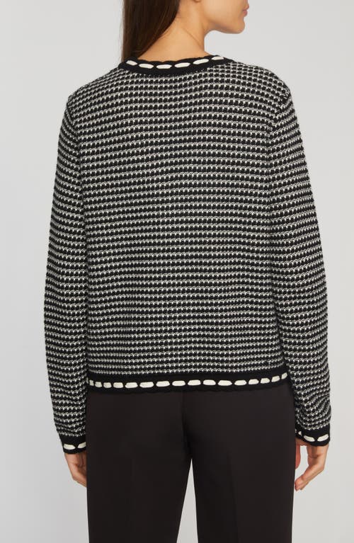 Shop Elie Tahari The Alta Wool & Cashmere Cardigan In Noir/sky White