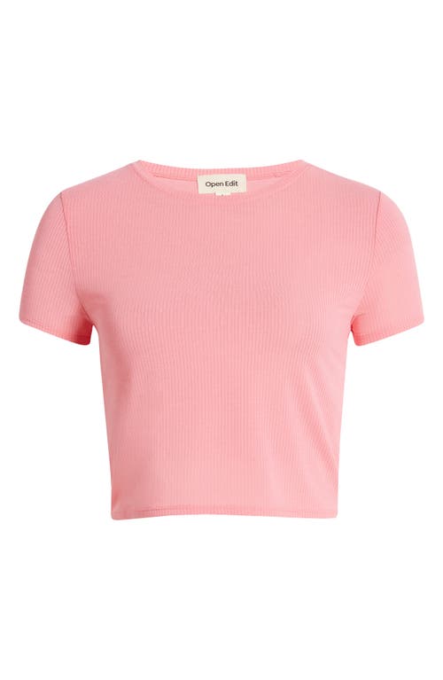 Shop Open Edit Dreamy Rib Baby T-shirt In Pink Ginger