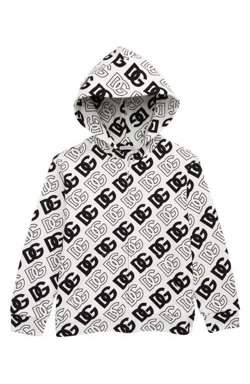 Dolce & Gabbana Kids' Full Zip Cotton Logo Hoodie Havbn Nero F. bco at Nordstrom,
