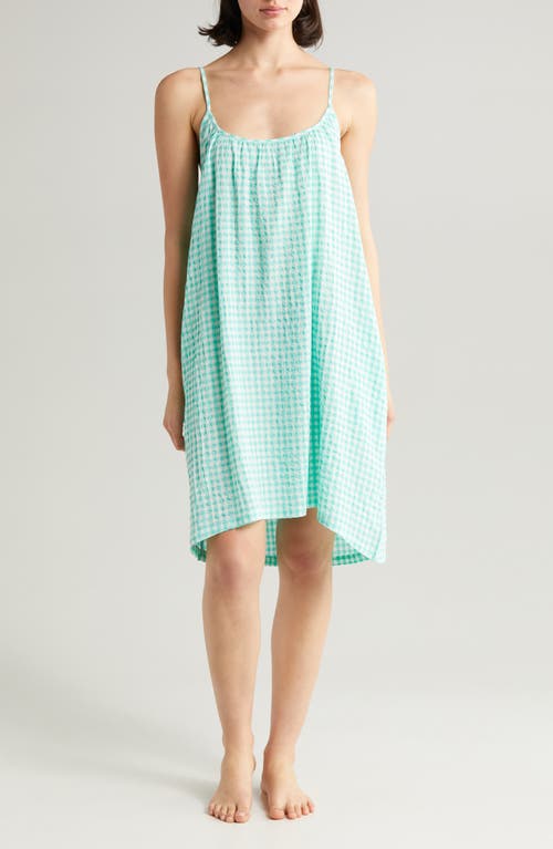 Papinelle Gingham Seersucker Chemise Light Teal at Nordstrom,