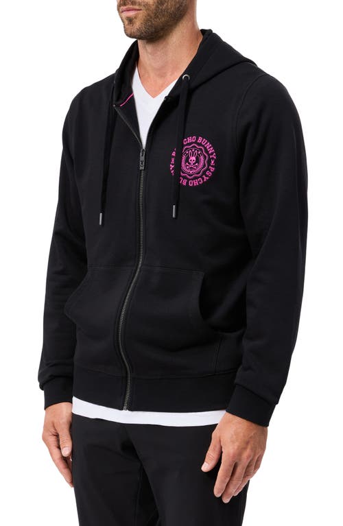 Shop Psycho Bunny London Embroidered Zip-up Hoodie In Black