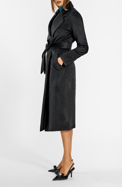 Sentaler Belted Alpaca Blend Wrap Coat In Black
