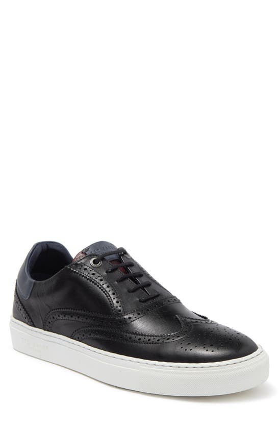 Ted Baker Dennton Brogue Leather Sneaker In Black
