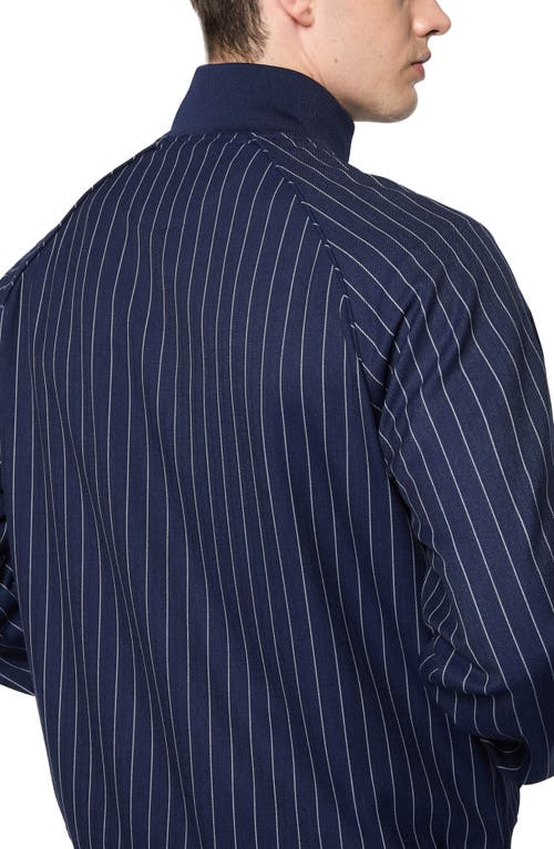 Shop Sergio Tacchini Gessato Pinstripe Stretch Herringbone Track Jacket In Maritime Blue