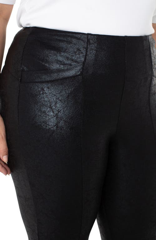 Shop Liverpool Stella Crackle Coated Pull-on Kick Flare Ponte Pants (plus)<br> In Black Crackle