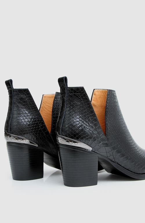 Belle & Bloom Austin Croc Embossed Ankle Boot - Black