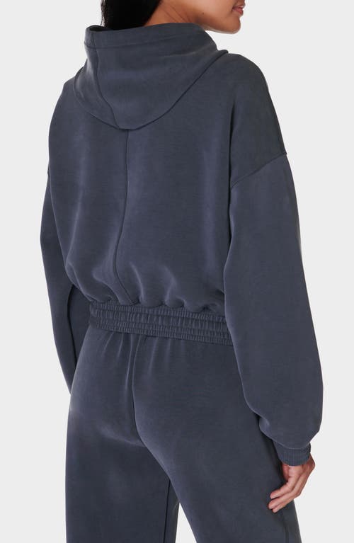 Shop Sweaty Betty Sand Wash Crop Hoodie In Navy Blue