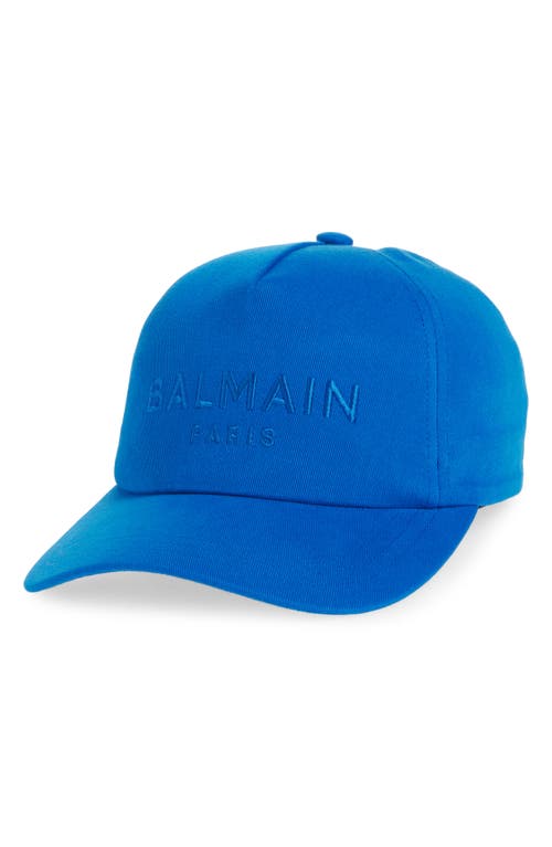 Shop Balmain Embroidered Logo Cotton Twill Baseball Cap In Smf Blue Multi