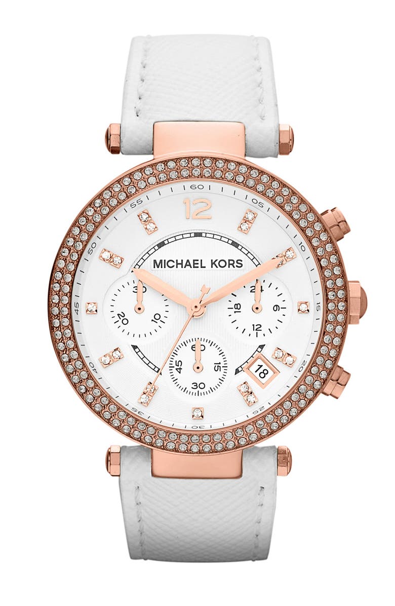 MICHAEL Michael Kors Michael Kors 'Parker' Chronograph Leather Watch, 39mm, Main, color, 