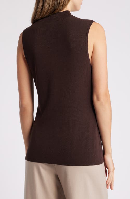 Shop Tahari Asl Sleeveless Mock Neck Top In Espresso