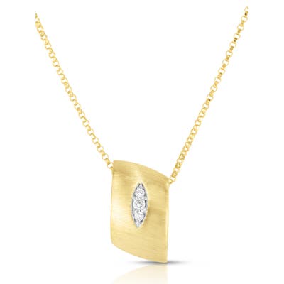 Roberto Coin Golden Gate Pave Diamond Pendant Necklace