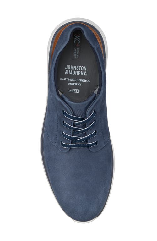 Johnston & Murphy Waterproof Xc4 Prentiss 2 Plain Toe Shoe In Navy Tumbled Nubuck