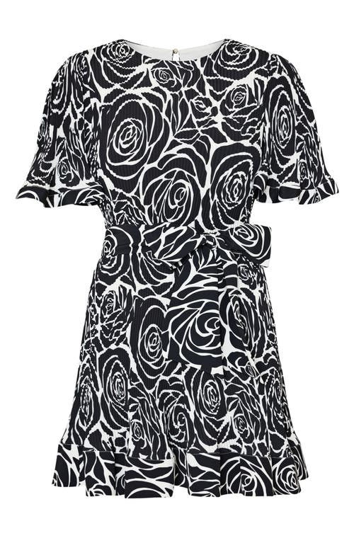 Shop Milly Lumi Floral Plissé Minidress In Black Rose