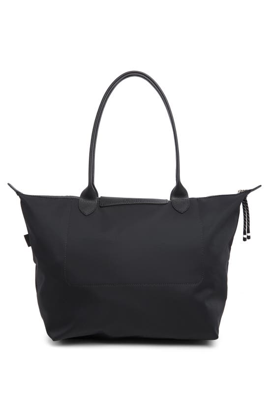 Shop Longchamp Large Le Pliage Green Recycled Canvas Tote In Black