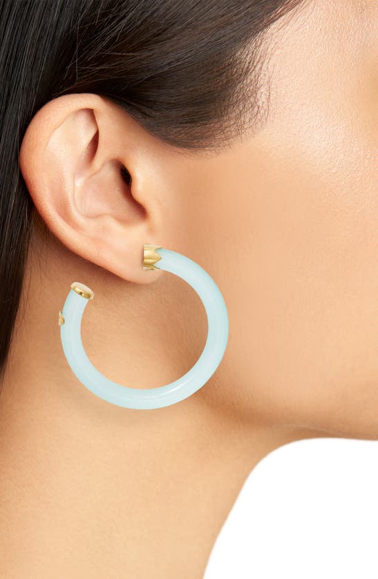 Shop Gas Bijoux Rainbow Mix Open Hoop Earrings In Turquoise