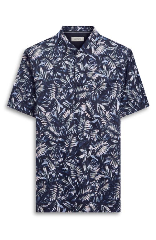 Shop Bugatchi Hendrix Digital Leaf Print Pima Cotton Polo In Black