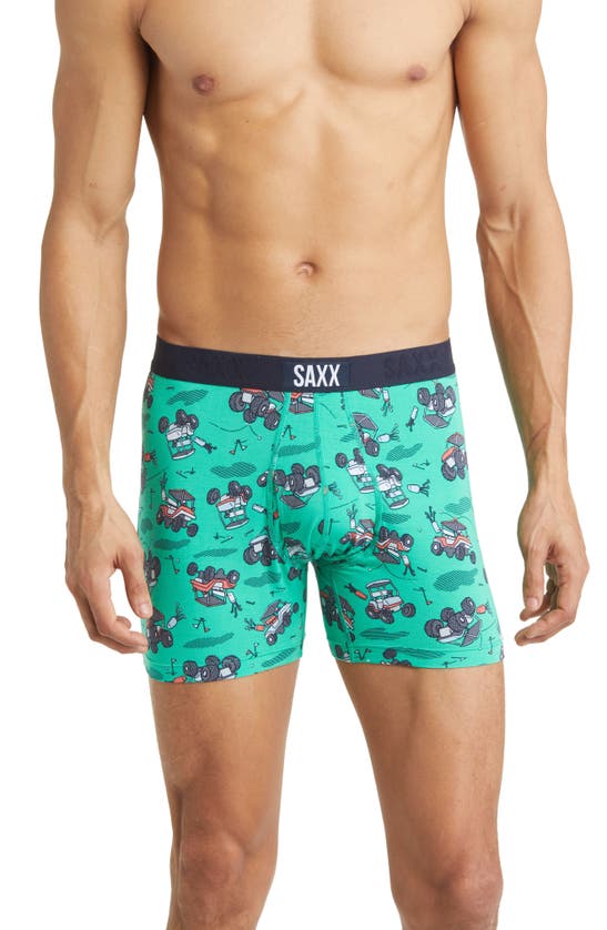 Saxx Ultra Super Soft Relaxed Fit Boxer Briefs In Off Course Carts- Green