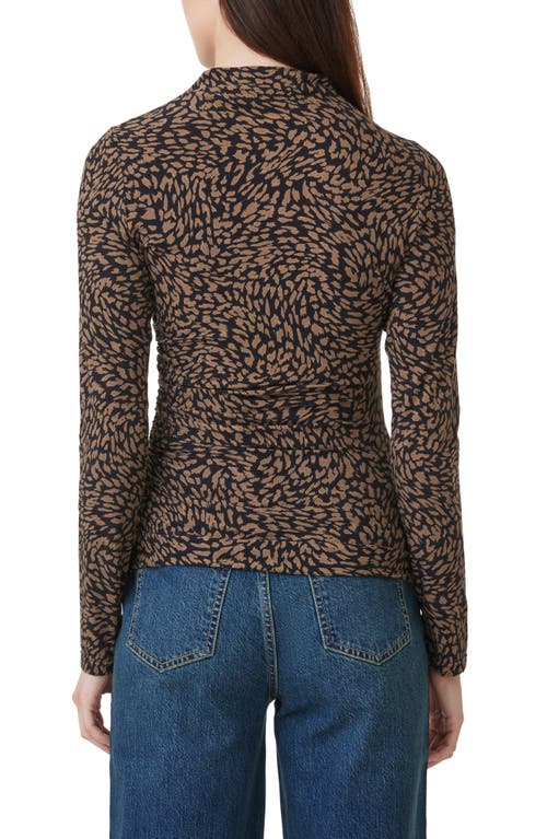 Shop Habitual Funnel Neck Long Sleeve Top In Brown Combo
