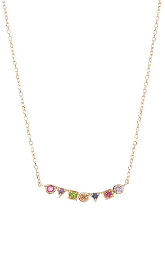 Anzie Cléo Rainbow Bar Necklace In Gold