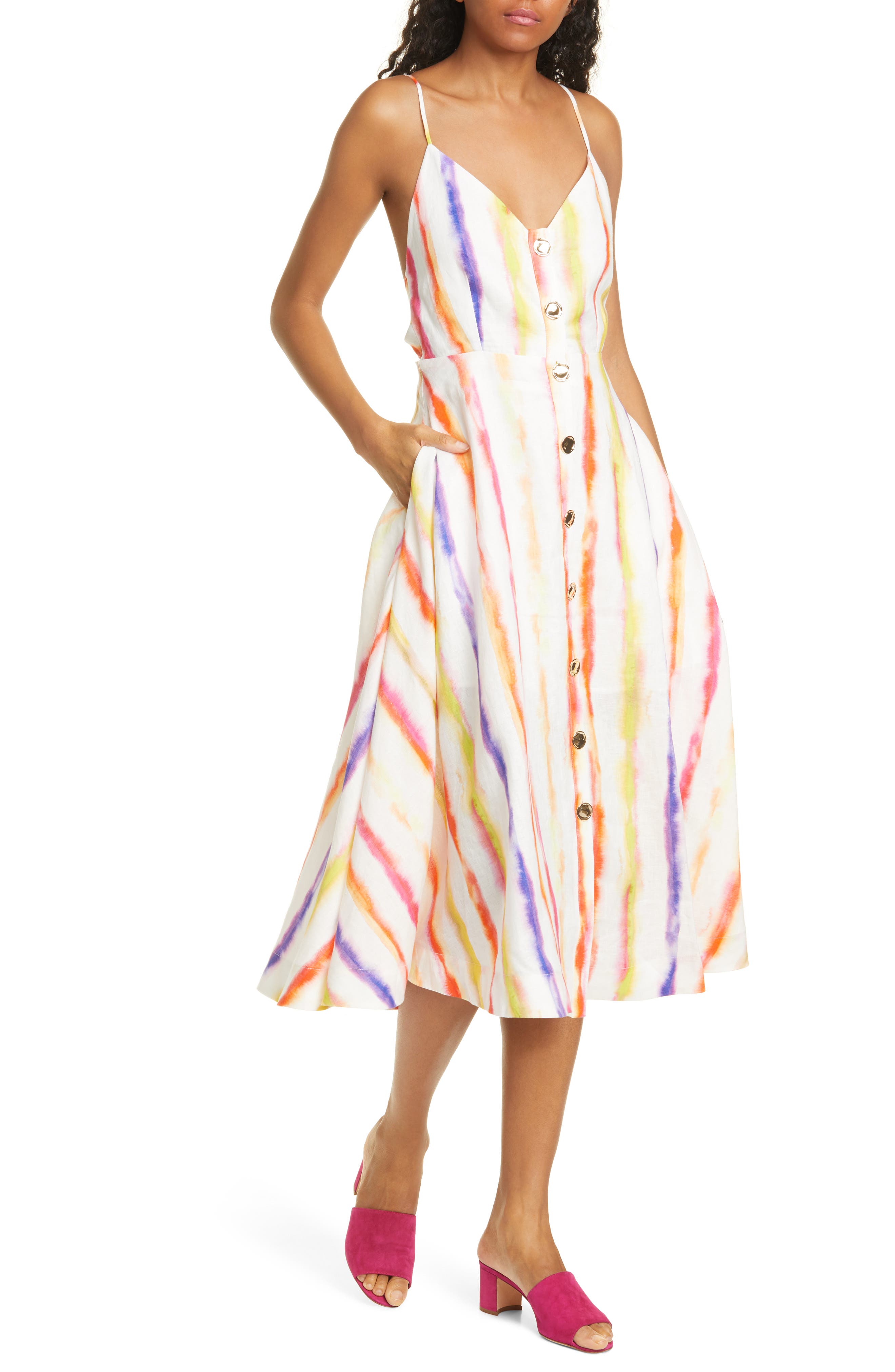 rainbow linen dress