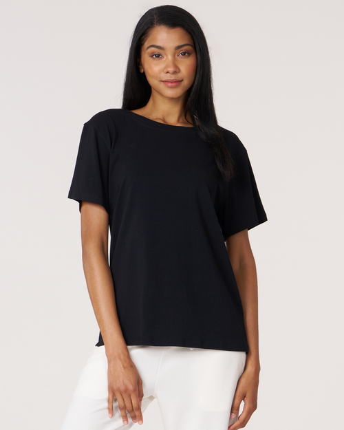 Shop Rebody Active Rebody Essentials Oversized Short Sleeve Top In Black