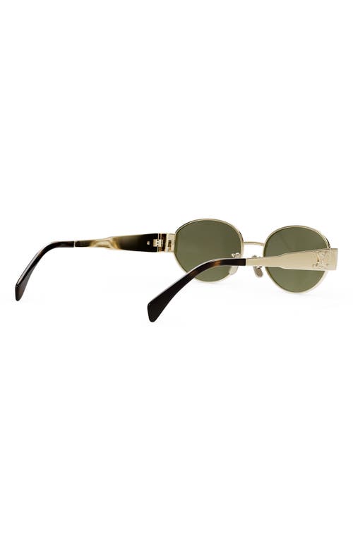 Shop Celine Triomphe 54mm Oval Sunglasses In Shiny Endura Gold/green