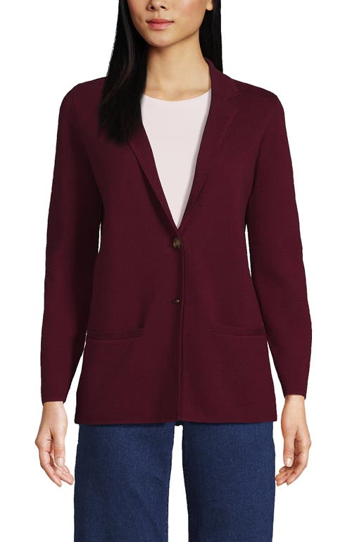 Shop Lands' End Fine Gauge Cotton Button Front Blazer Sweater In Rich Burgundy