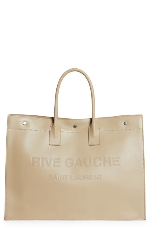 Large Rive Gauche Leather Tote in Sea Salt