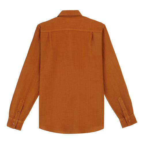 Shop Vilebrequin Solid Linen Shirt In Caramel