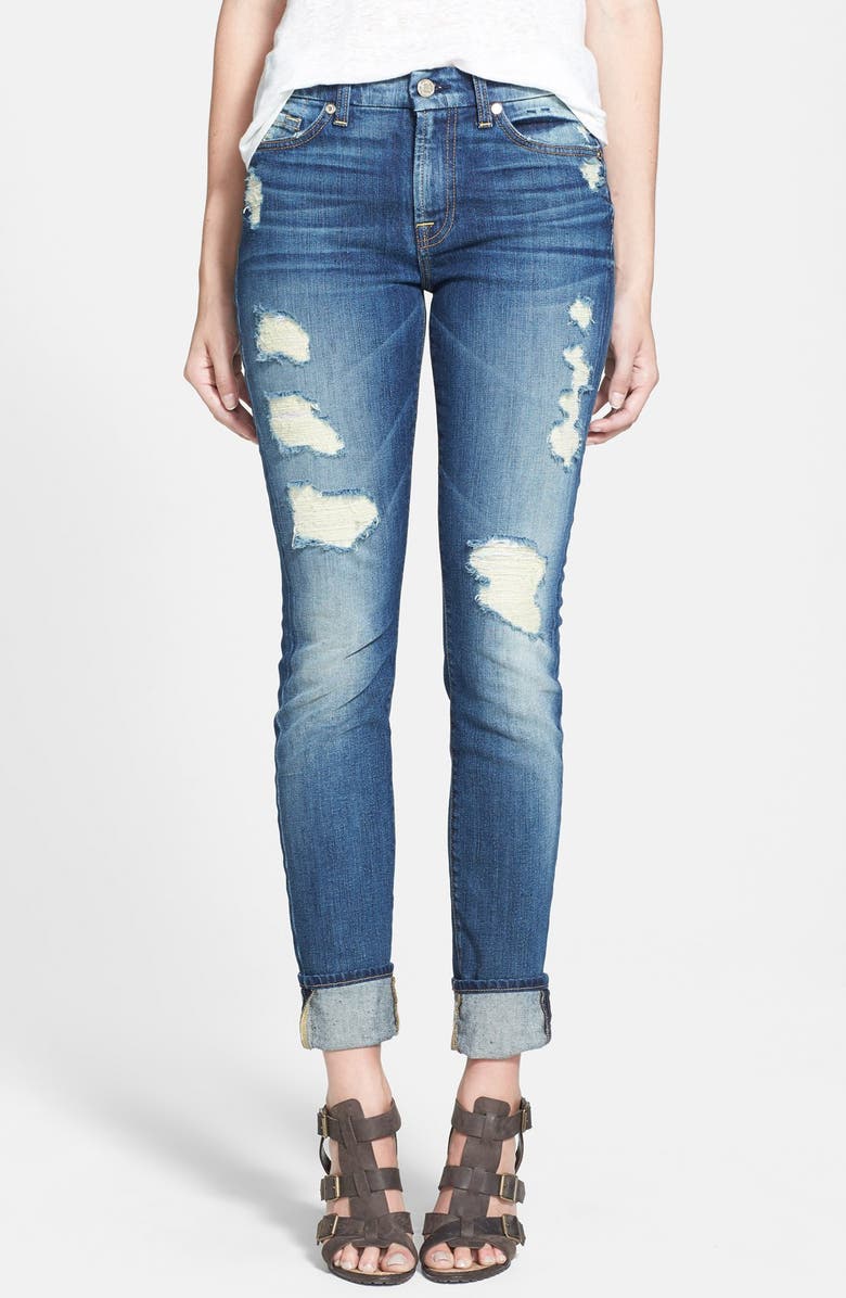 7 For All Mankind® Skinny Jeans (Destroyed Deep Indigo) | Nordstrom