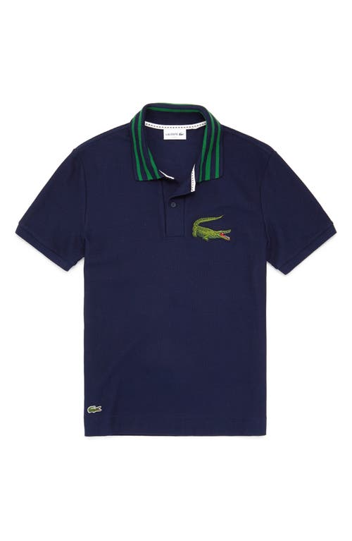 Lacoste Oversize Croc Piqué Polo in Navy Blue at Nordstrom, Size 6