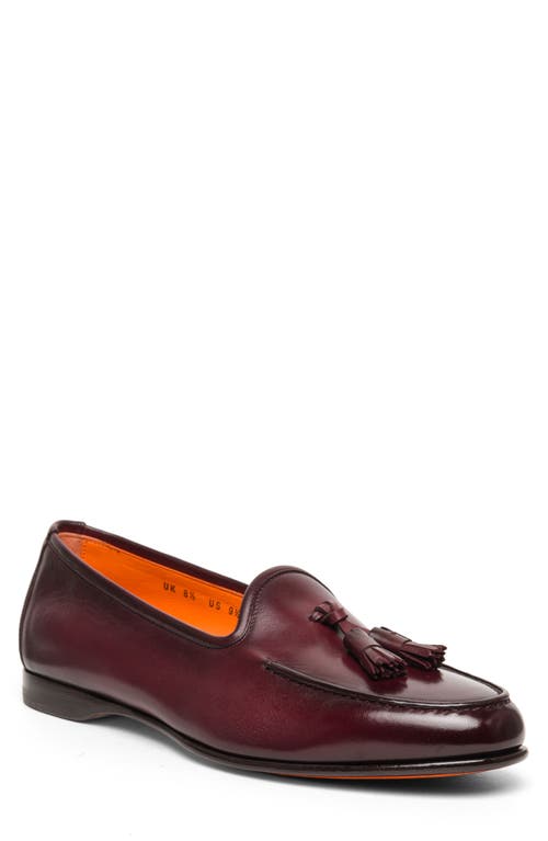 Shop Santoni Andrea Tassel Loafer In Burgundy