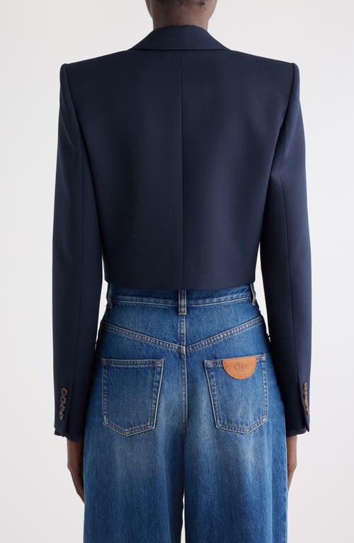 Chloé Tailored Wool Cropped Blazer In Eclipse Blue