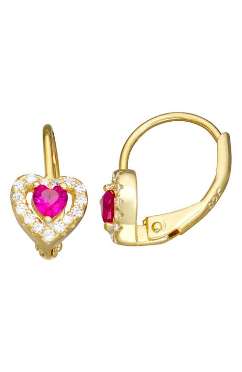 Shop Fzn Semiprecious Stone & Cz Heart Earrings In Ruby
