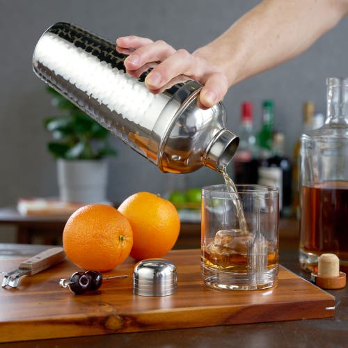 Viski Irving Hammered Cocktail Shaker In Silver