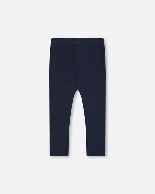 Shop Deux Par Deux Girl's Rib Leggings Navy In Peacoat