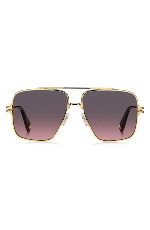 Marc Jacobs 59mm Gradient Square Sunglasses With Chain In Gold Black/brown Pink