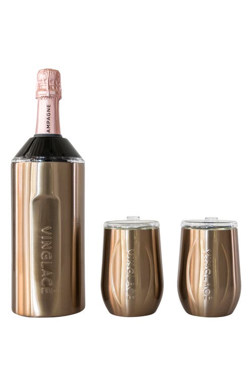 Vinglacé Wine Bottle Chiller & Tumbler Gift Set in Copper