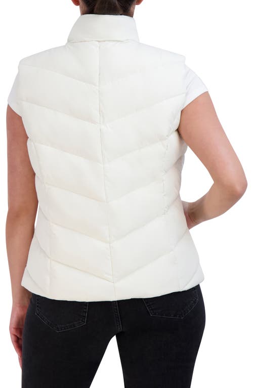 Cole Haan Women's Chevron Polyfill Zip Front Vest - White Size Large In Ivory