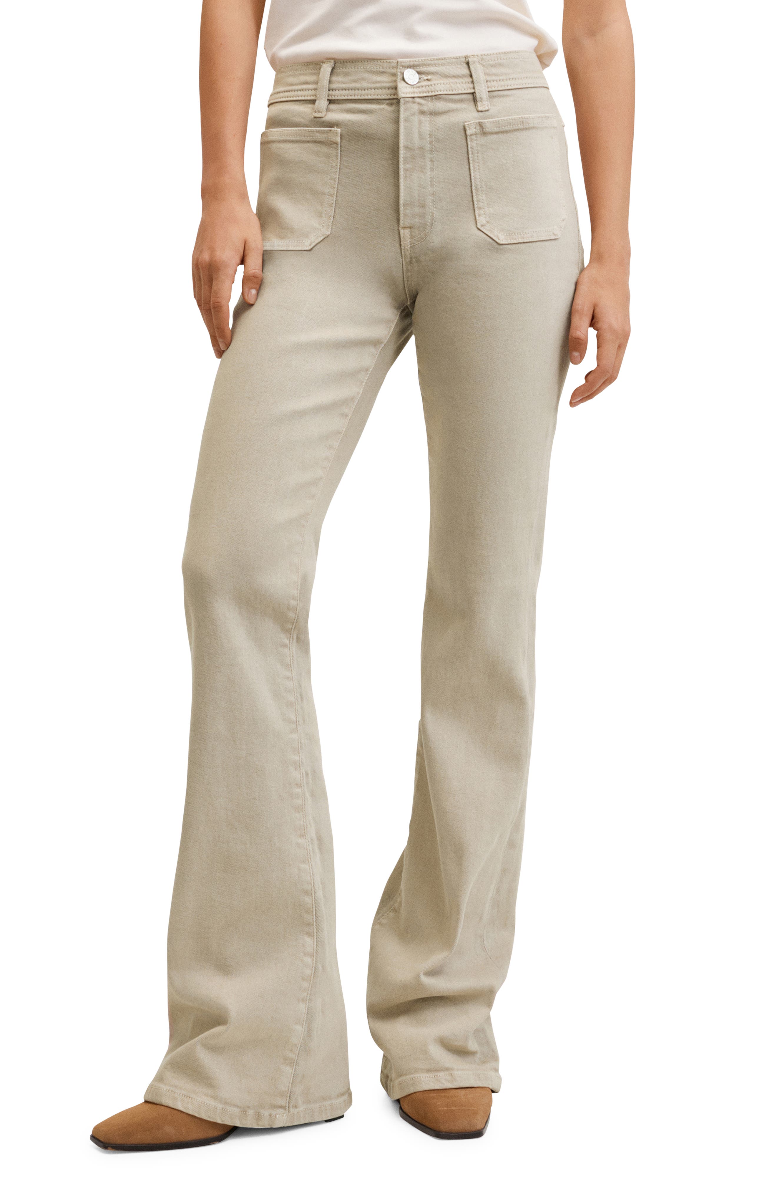 MANGO Patch Pocket Flare Jeans | Nordstrom