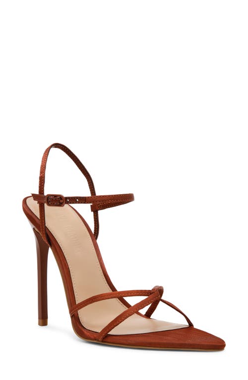 Shop Steve Madden Stellina Ankle Strap Sandal In Brown Satin