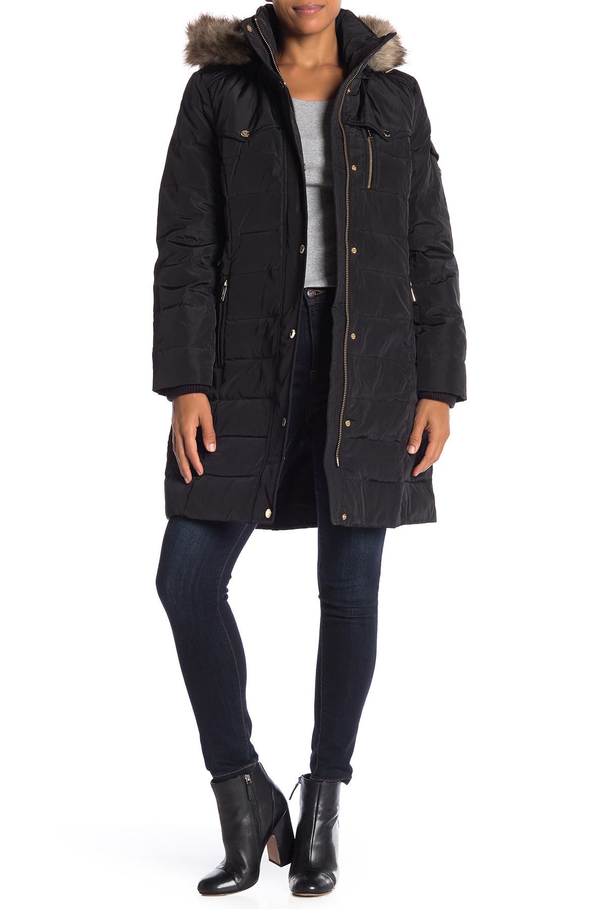 missy front zip faux fur collared jacket