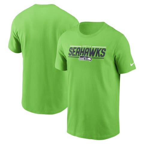 Women's Nike Neon Green/College Navy Seattle Seahawks Impact Exceed Performance Notch Neck T-Shirt Size: Small