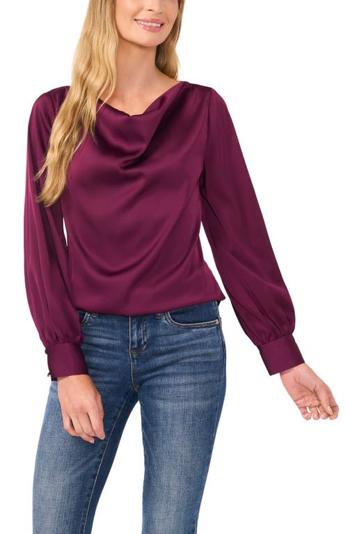 Cece Cowl Neck Charmeuse Top In Pickled Beet Burgundy