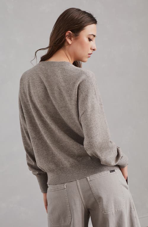 Shop Brunello Cucinelli Virgin Wool, Cashmere And Silk Sweater With Dazzling Mosaic Embroidery In Cool Beige